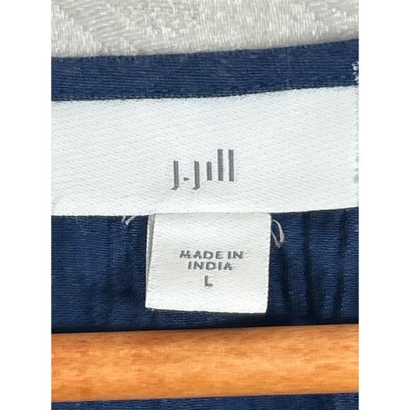 J Jill Dress Large Blue Embroidered Floral Pockets Tassel Knee Length Boho Flowy - Picture 7 of 13